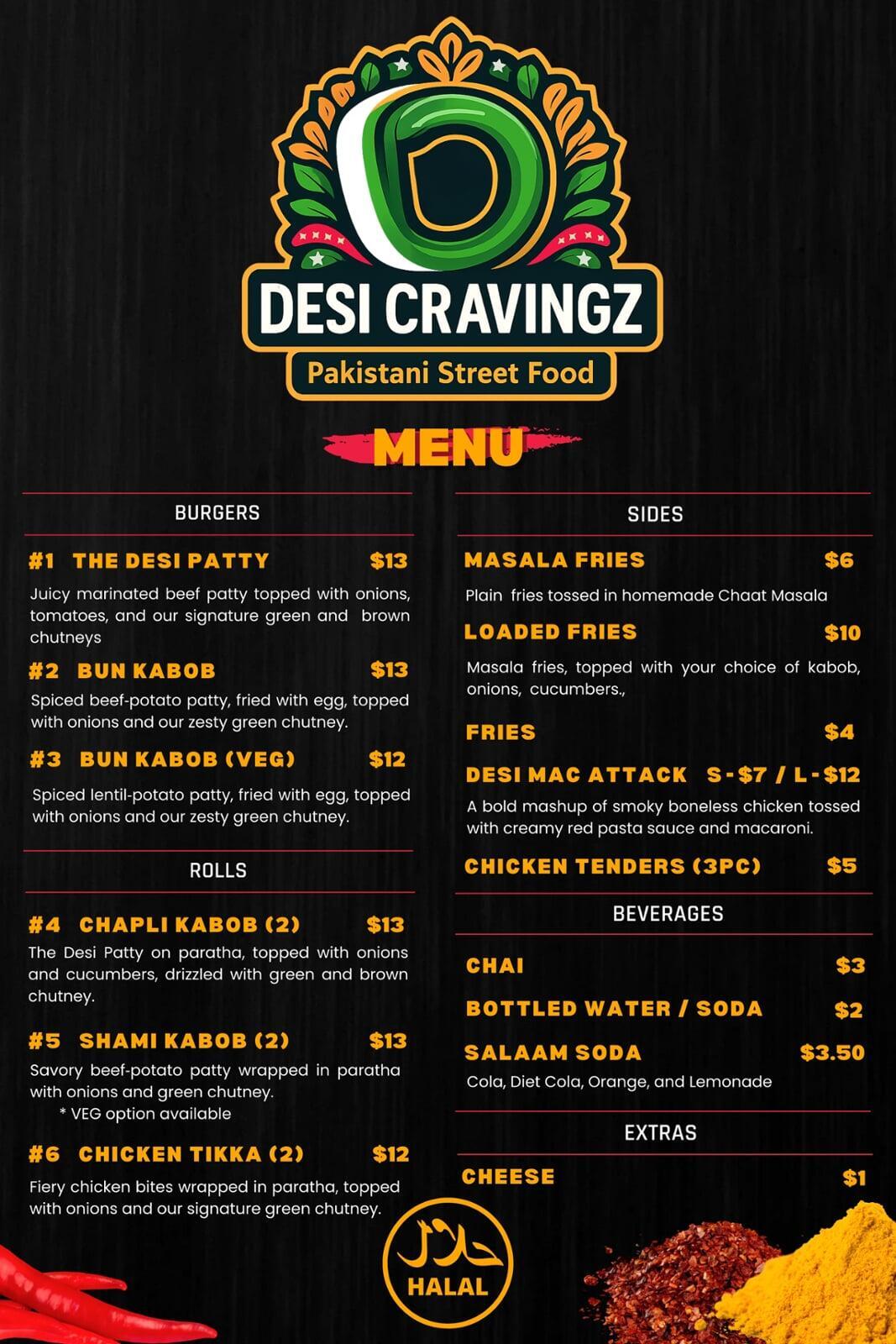 Desi Cravingz Menu