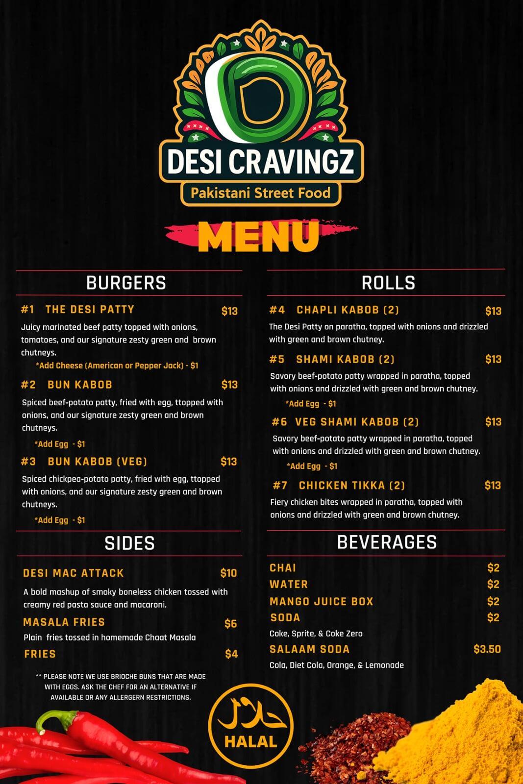 Desi Cravingz Menu