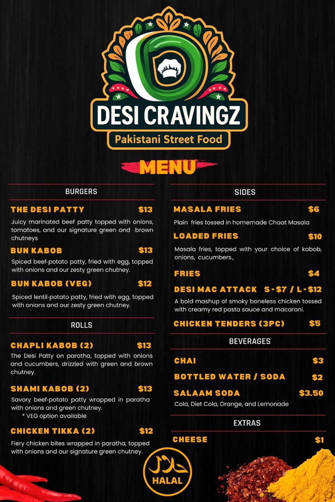 Desi Cravingz Menu